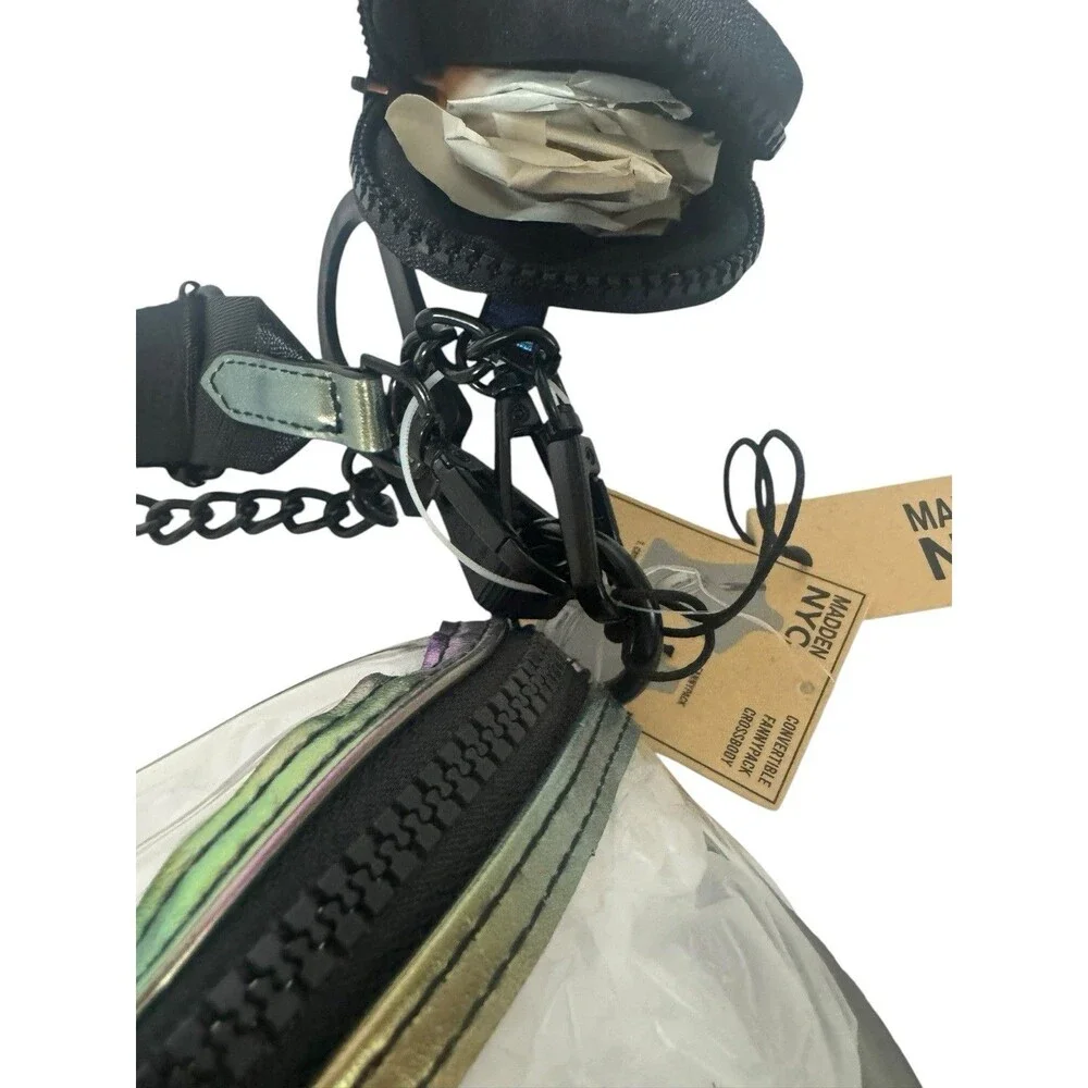 Madden NYC Clear Stadium Approved Iridescent Crossbody Purse Barrel Bag Fanny